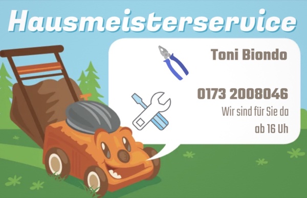 Hausmeisterservice Toni Biondo – Telefon 0173 2008046